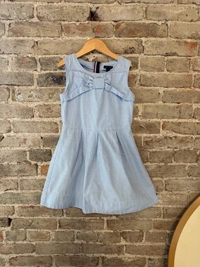 Tommy Hilfiger Light Blue Bow-Front Sleeveless Dress